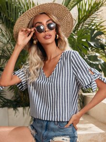 SHEIN Blusas Nudo A rayas Casual - Multicolor - Ver 3