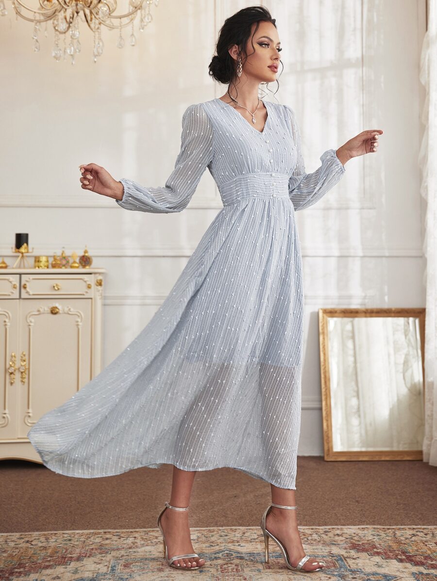 Pearls High Waist A-line Dress