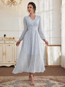 Pearls High Waist A-line Dress