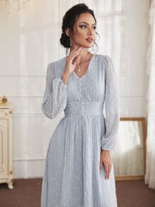 Pearls High Waist A-line Dress