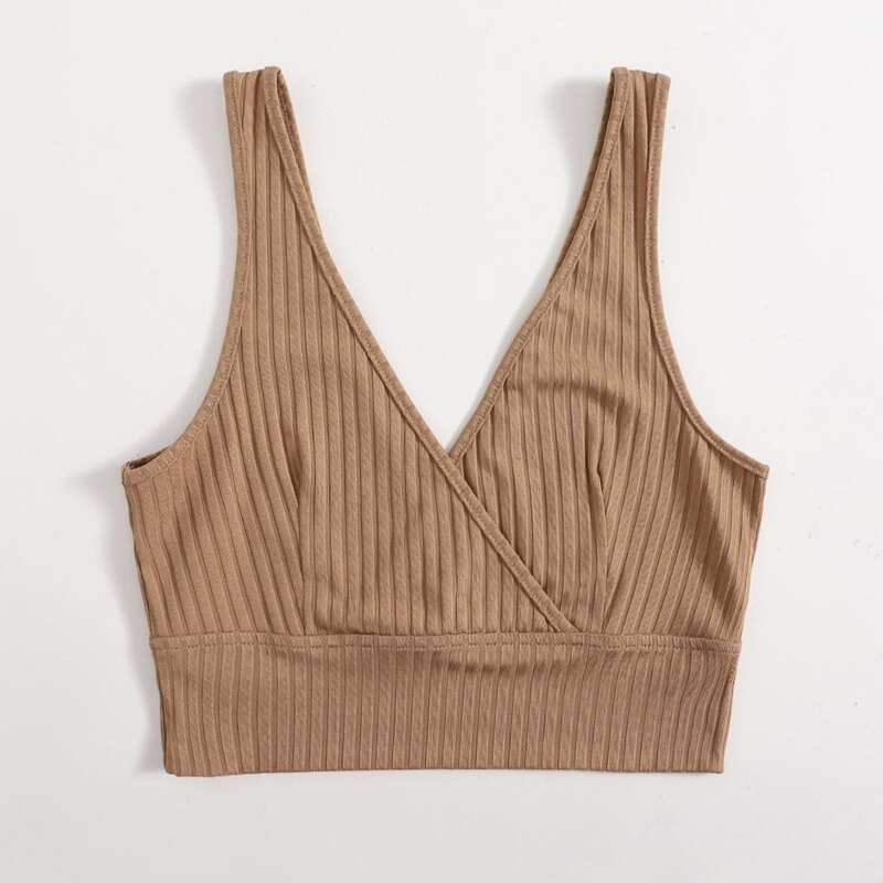

Ribbed Crop Tank Top, Mocha brown