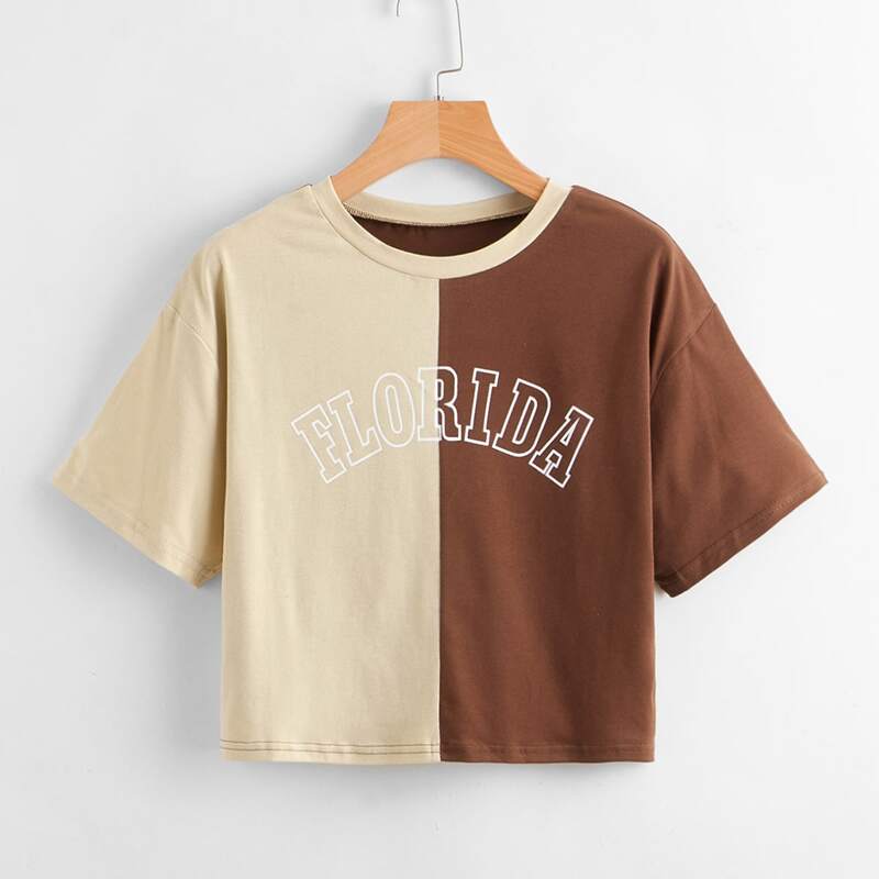 

Two Tone Letter Boxy Tee, Multicolor