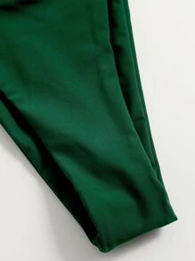 SHEIN Swim 前结带边系带比基尼套装，适合夏季海滩度假 - 綠色 - 查看 4
