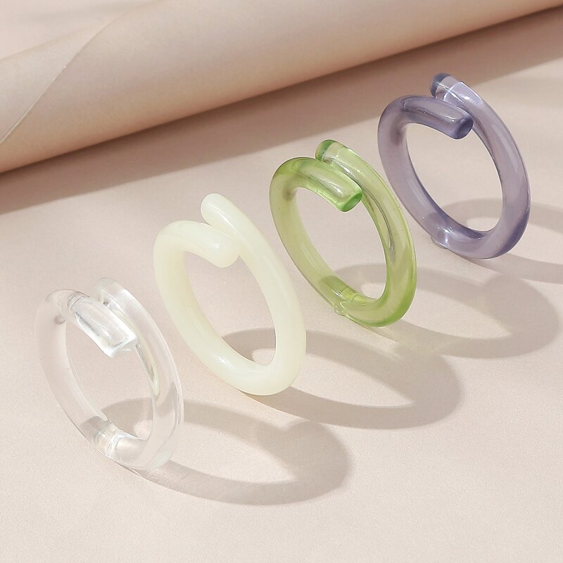 

4pcs Resin Ring, Multicolor