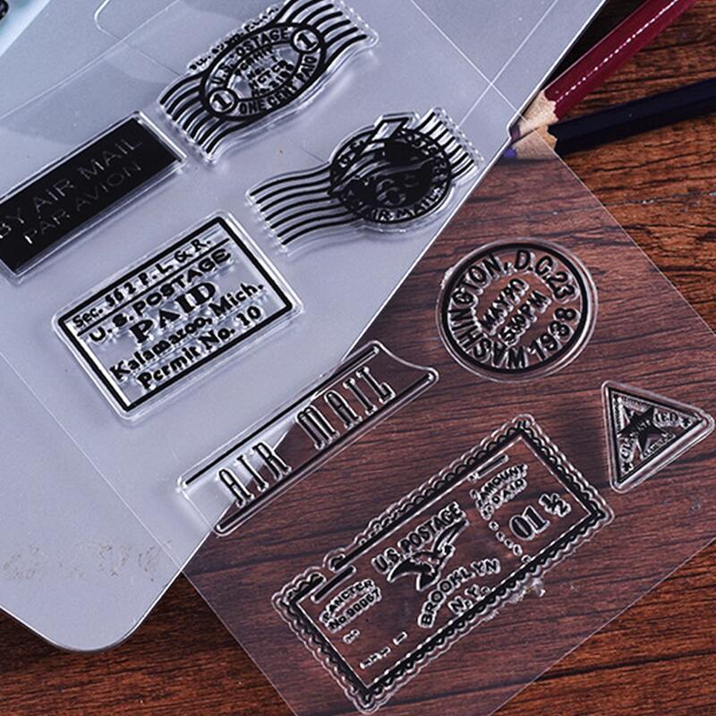 

1pc Postmark Design Random Stamp, Clear
