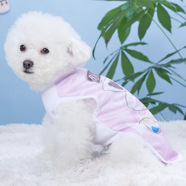 

Cartoon Graphic Pet Tank Top, Purple