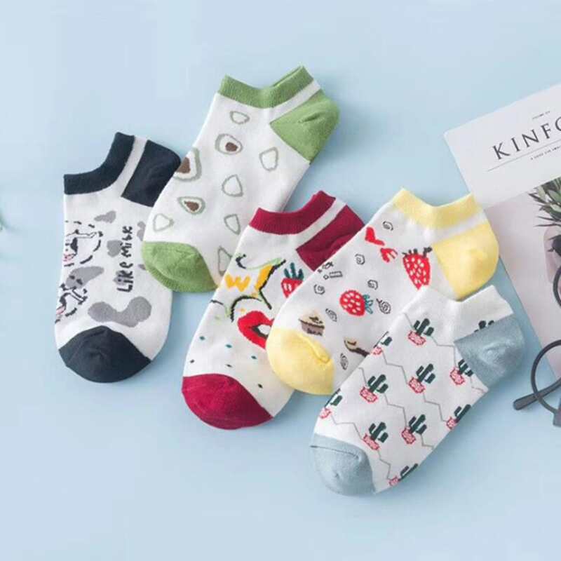 

5pairs Cartoon Graphic Ankle Socks, Multicolor