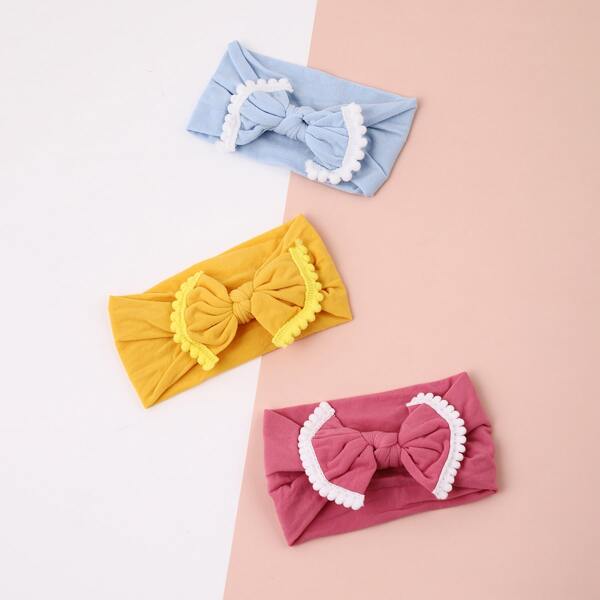 

3pcs Baby Bow Decor Hair Band, Multicolor