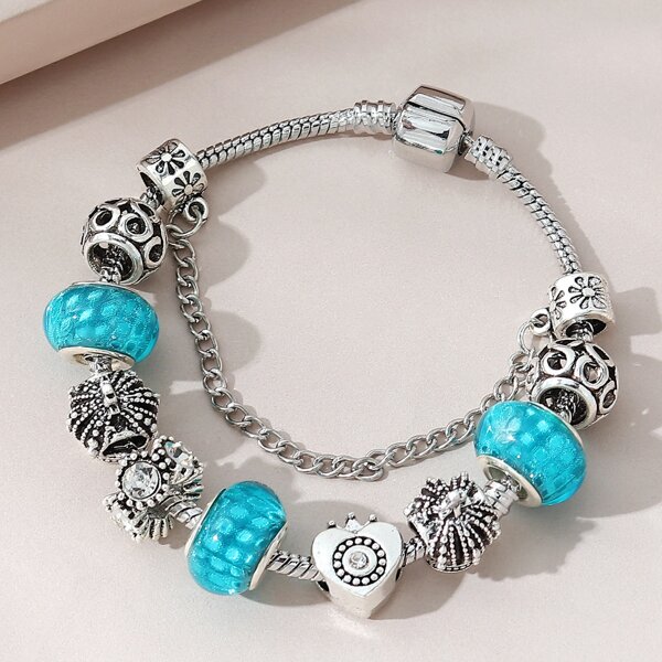 

Heart Decor Bracelet, Blue