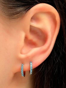 Vòng khuyên tai Khối Zirconia  Trang trí - Màu xanh nhạt - Xem 1