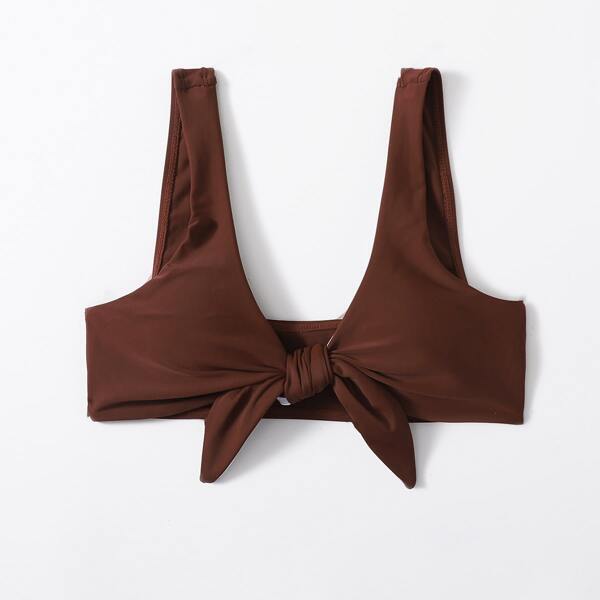 

Knot Front Bikini Top, Chocolate brown