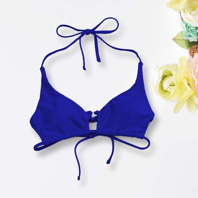 

Ring Linked Halter Bikini Top, Royal blue
