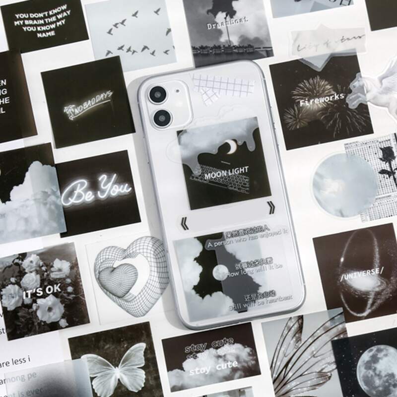 

40pcs Mixed Pattern Sticker, Black