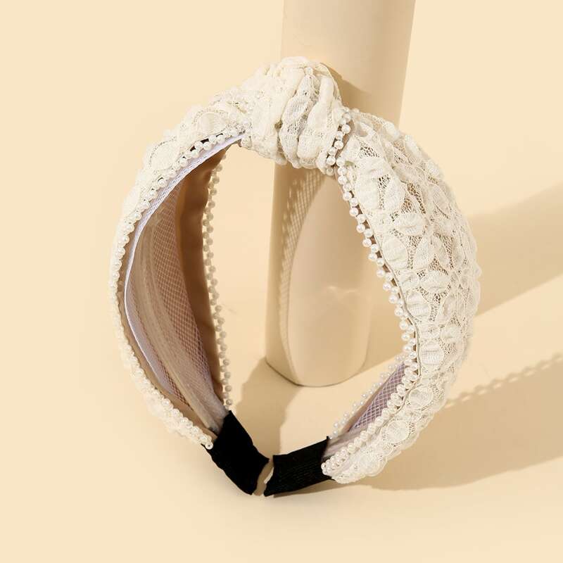 

Lace Knot Decor Headband, White