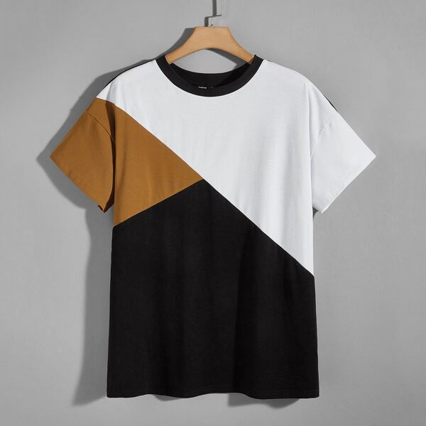 

Men Drop Shoulder Colorblock Tee, Multicolor