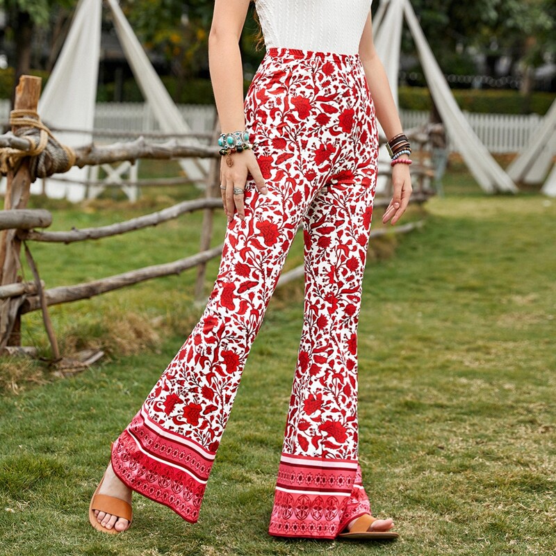 

Floral Print Flare Leg Pants, Multicolor