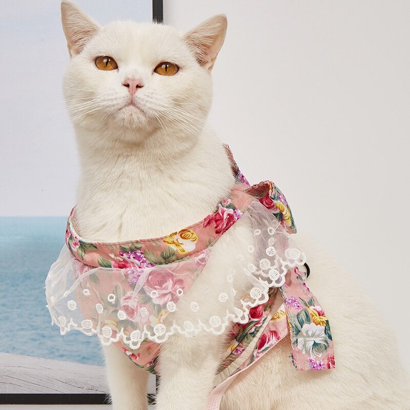 

1pc Flower Print Pet Harness & 1pc Leash, Multicolor