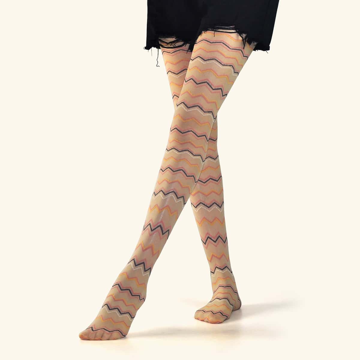 

Wave Print Tights, Multicolor