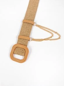 Cinturón De Cintura Estilo Bohemio Boho - Caqui - Ver 3