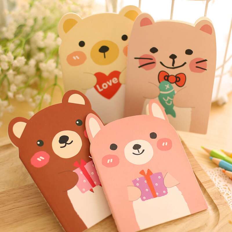 

4pcs Cartoon Graphic Cover Random Notebook, Multicolor