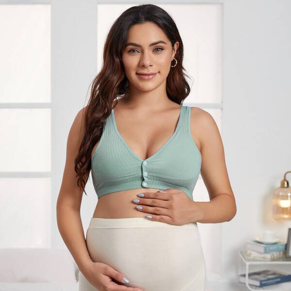 

Maternity Button Front Bra, Green