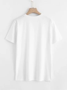 INAWLY Camiseta de cuello redondo unicolor - Blanco - Ver 2