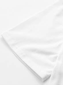 INAWLY Camiseta de cuello redondo unicolor - Blanco - Ver 3