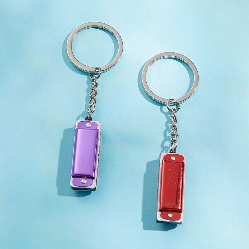 

2pcs Harmonica Design Keychain, Multicolor
