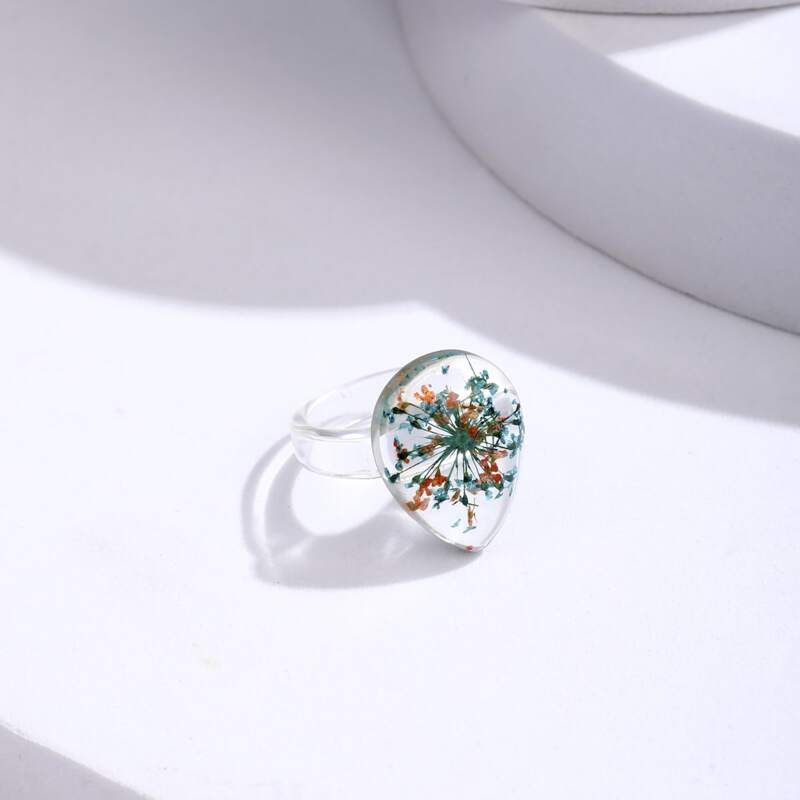 

Flower Decor Resin Ring, Blue