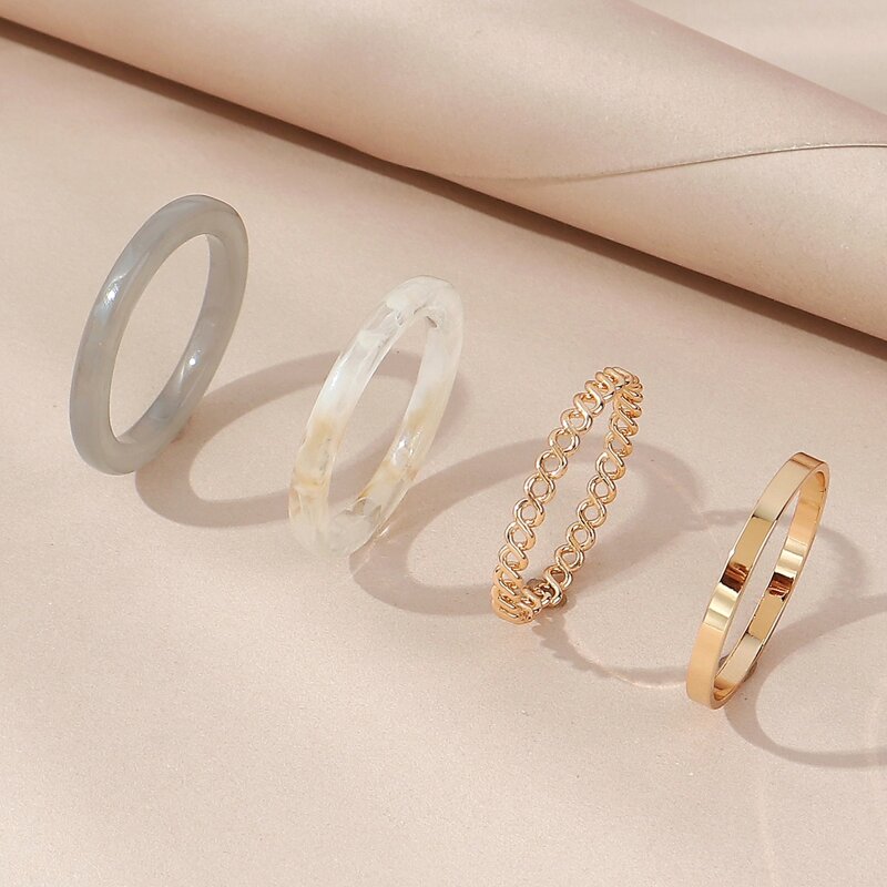 

4pcs Simple Ring, Multicolor