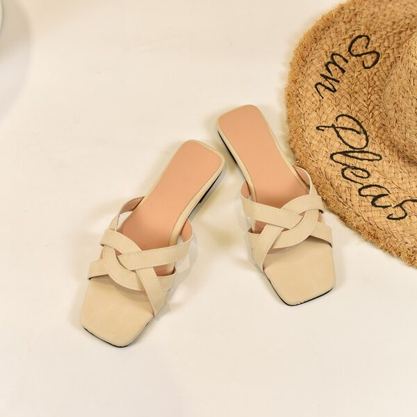 

Minimalist Braided Design Slide Sandals, Apricot