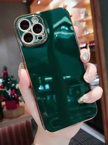 Apple Straight Edge 6D Electroplated Phone Case Compatible With IPhone 15, IPhone 15 Pro, IPhone 15 Pro Max, IPhone 16, IPhone 16 Pro, IPhone 16 Plus, IPhone 16 Pro Max - Dark Green - View 2