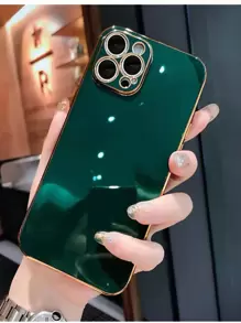 Apple Straight Edge 6D Electroplated Phone Case Compatible With IPhone 15, IPhone 15 Pro, IPhone 15 Pro Max, IPhone 16, IPhone 16 Pro, IPhone 16 Plus, IPhone 16 Pro Max - Dark Green - View 3