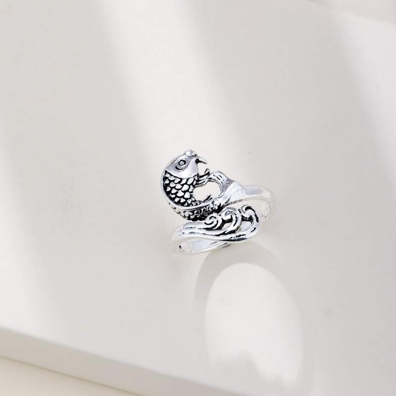 

Fish Design Ring, Silver