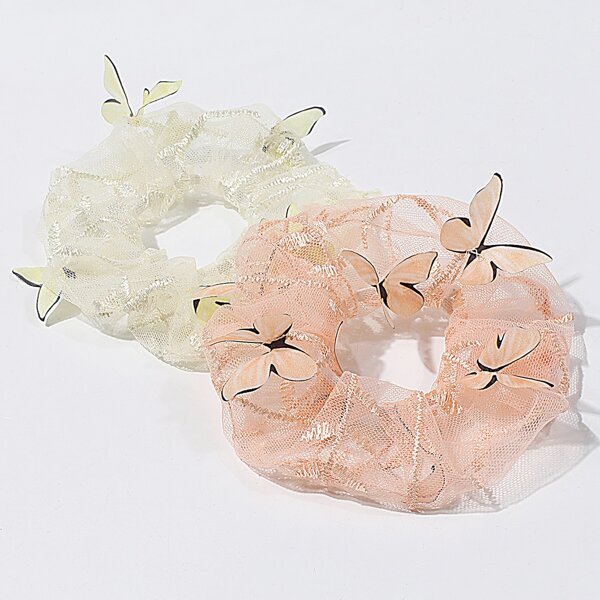 

2pcs Butterfly Decor Scrunchie, Multicolor