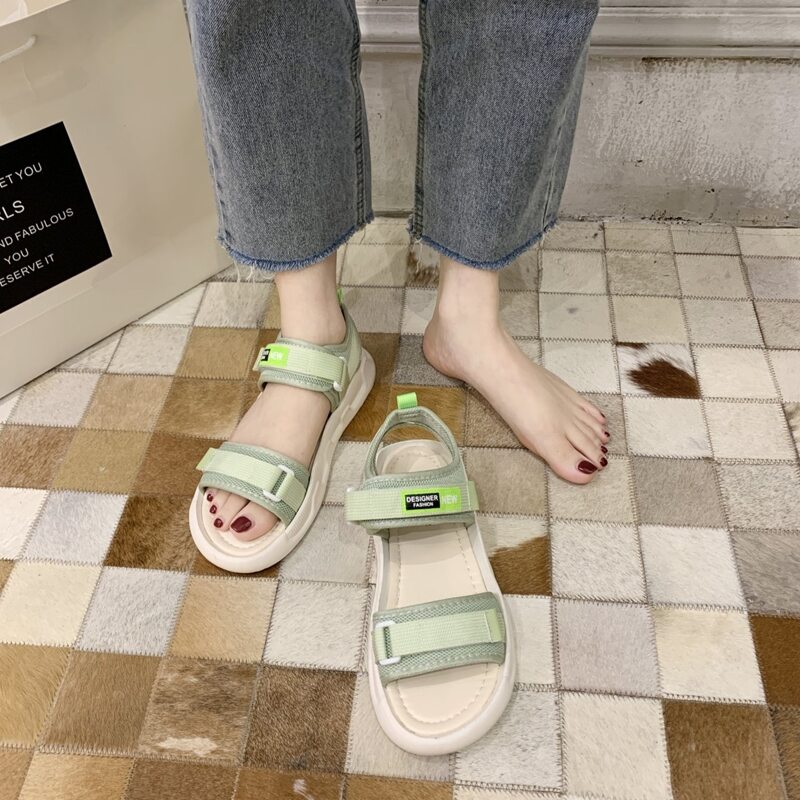 

Letter Velcro Strap Sport Sandals, Mint green