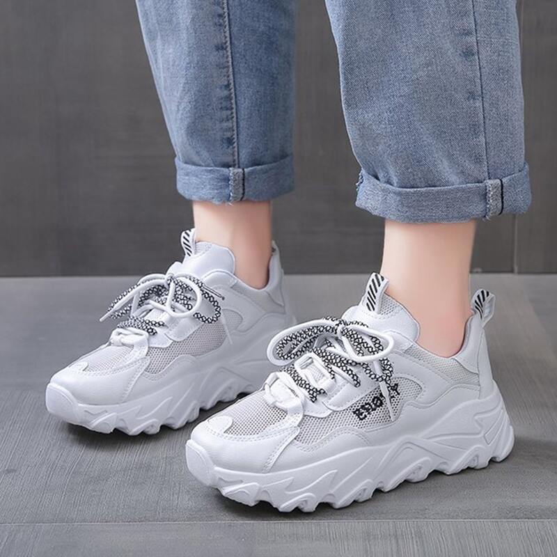 

Lace-up Mesh Chunky Sneakers, White