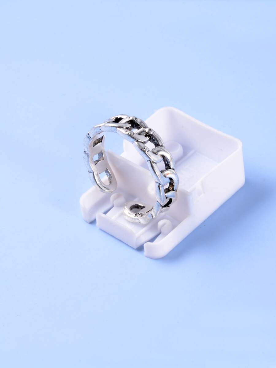 Men Chain Design Ring - Silver - View 1