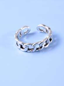 Men Chain Design Ring - Silver - View 2