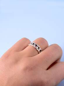 Men Chain Design Ring - Silver - View 3