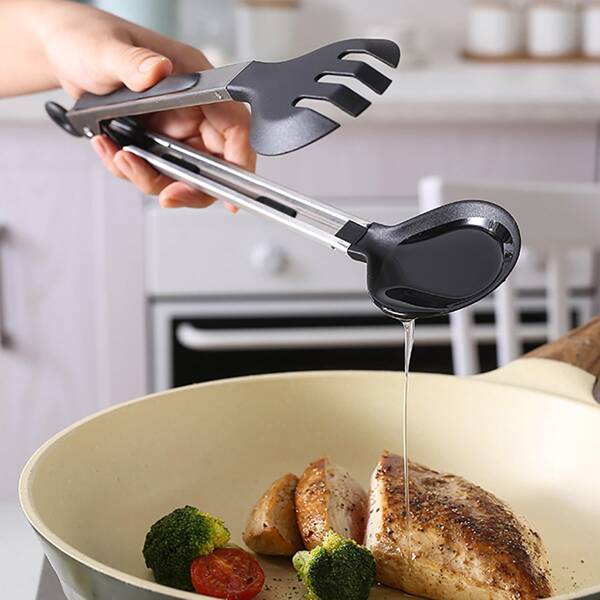 

1pc Stainless Steel Food Clip, Black