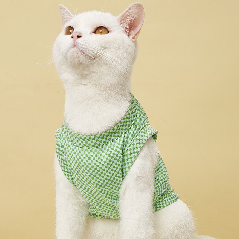 

Plaid Pattern Pet Tank, Green