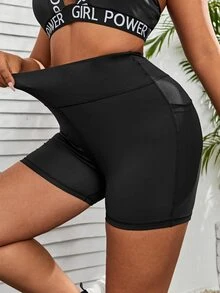 Plus Solid Sports Shorts With Phone Pocket - Black - View 2