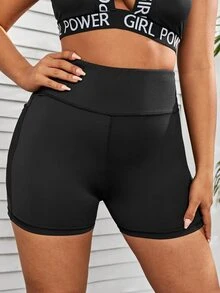 Plus Solid Sports Shorts With Phone Pocket - Black - View 3