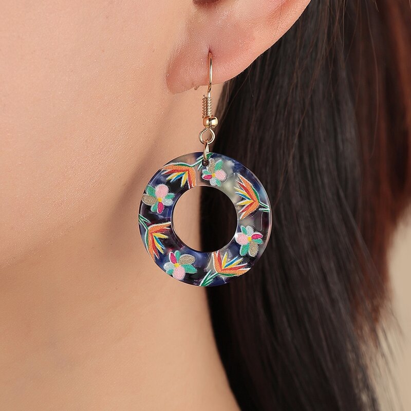 

Flower Drop Earrings, Multicolor