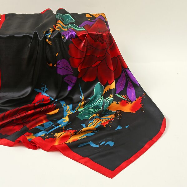 

Flower Print Scarf, Black