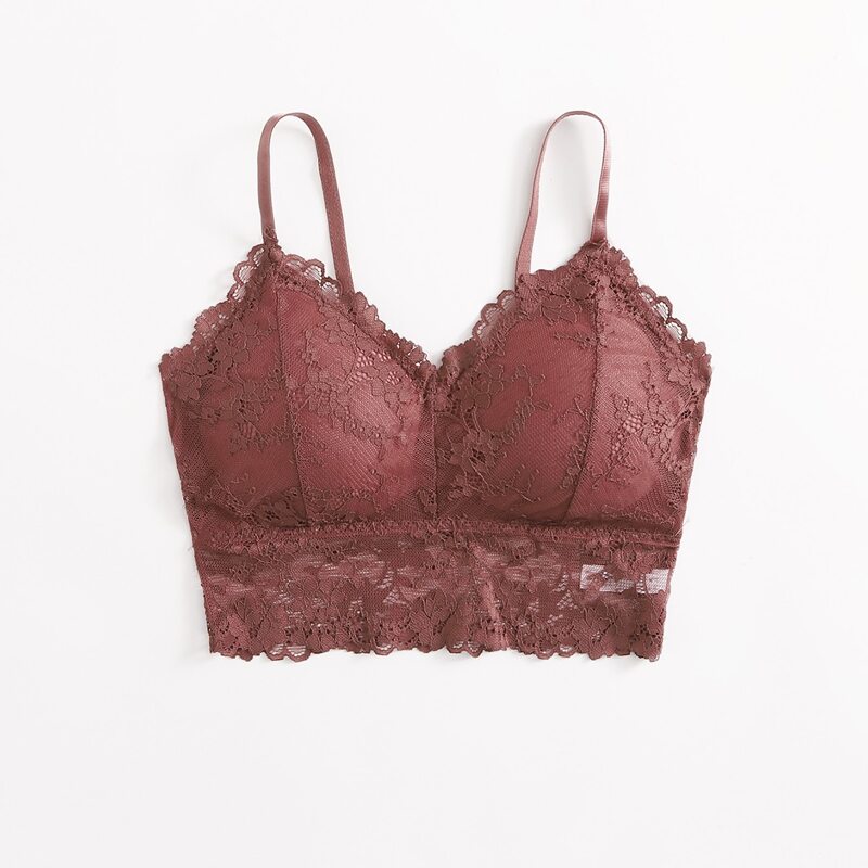 

Floral Lace Longline Bra, Redwood