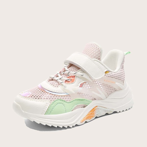 

Girls Color Block Velcro Strap Sneakers, Pink