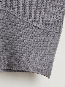 Lace Up Detail Halter Knit Top - Grey - View 4