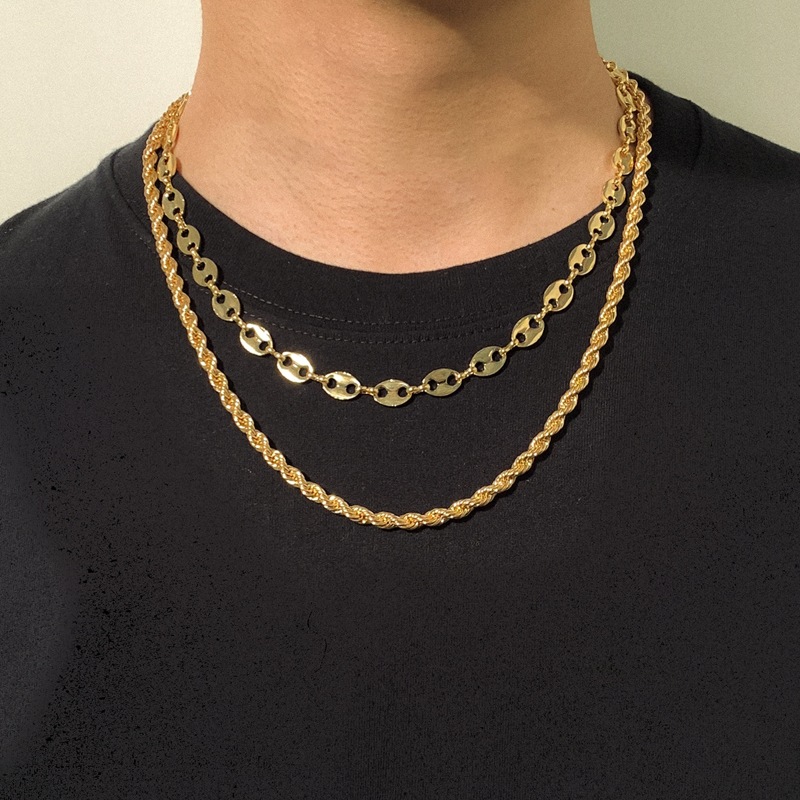

Guys 2pcs Geo Design Necklace, Gold